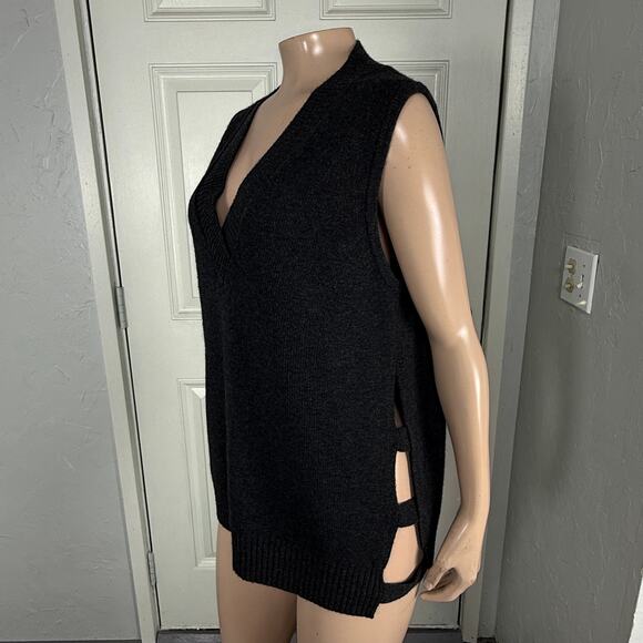 M. Patmos Women's Sweater Small Wool Sleeveless Knit Top Cashmere v neck Q3-2 - Picture 2 of 5